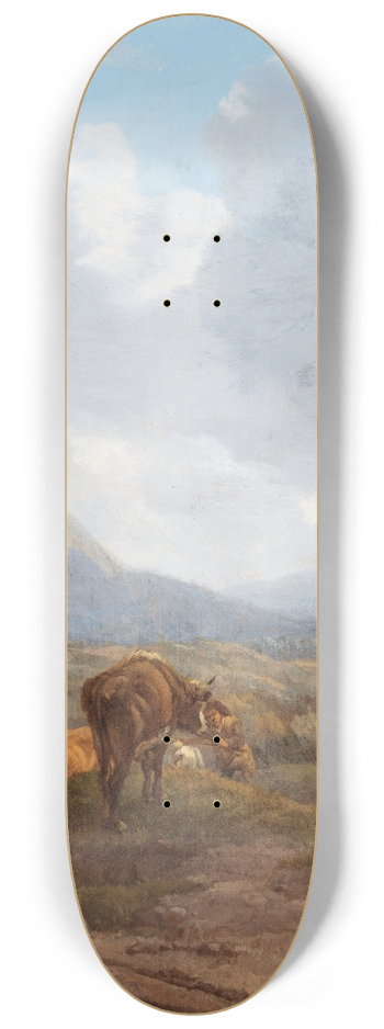 Willem Romeyn - Landscape with Cattle 8.25 inch art skate deck