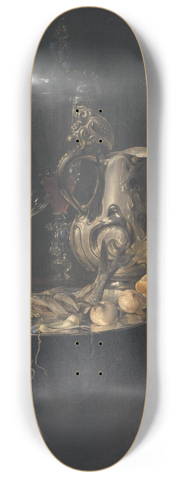 Willem van Aelst - Still Life. Breakfast Piece With A Silver Jug 8.25 inch art skate deck