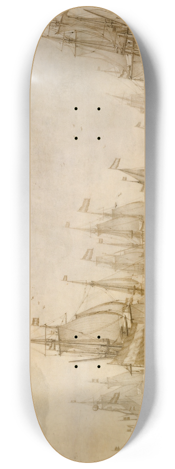 Willem van de Velde the Elder - Dutch Ships on a Harbour 8.25 inch art skate deck