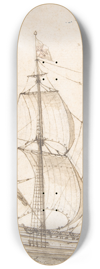 Willem van de Velde the Elder - Old Ship Model 8.25 inch art skate deck