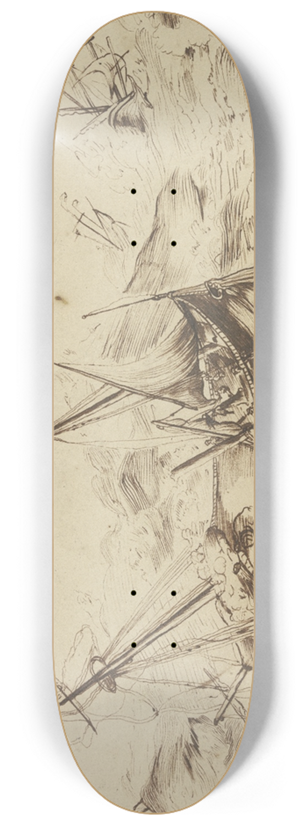 Willem van de Velde the Younger - Seesturm, vier Schiffe in Gefahr 8.25 inch art skate deck