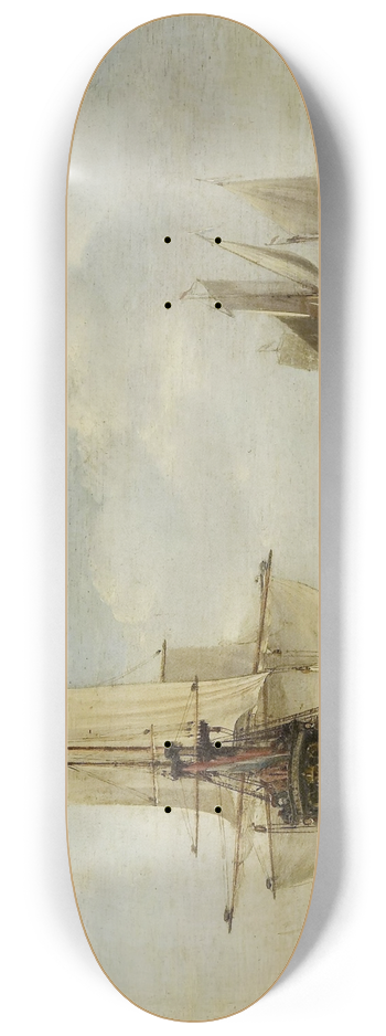 Willem van de Velde the Younger - Ships at Anchor 8.25 inch art skate deck