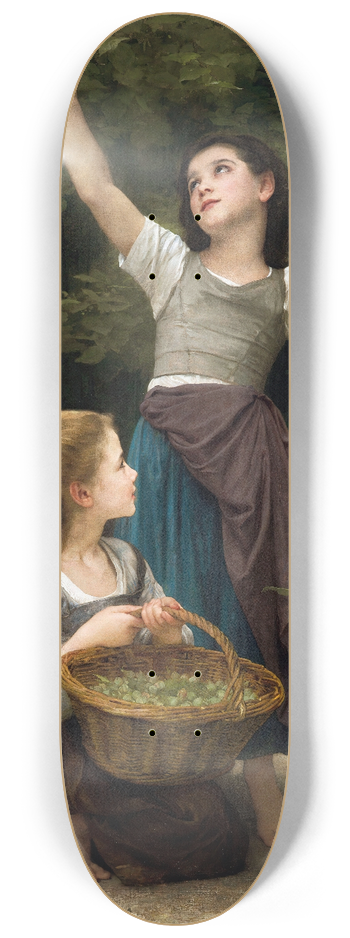 William Bouguereau - Rcolte de noisettes 8.25 inch art skate deck