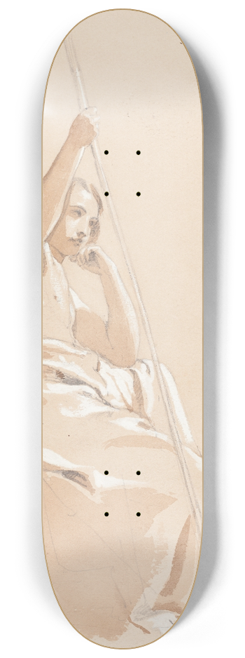 William Etty - Seated Youth with a Staff 8.25 inch art skate deck