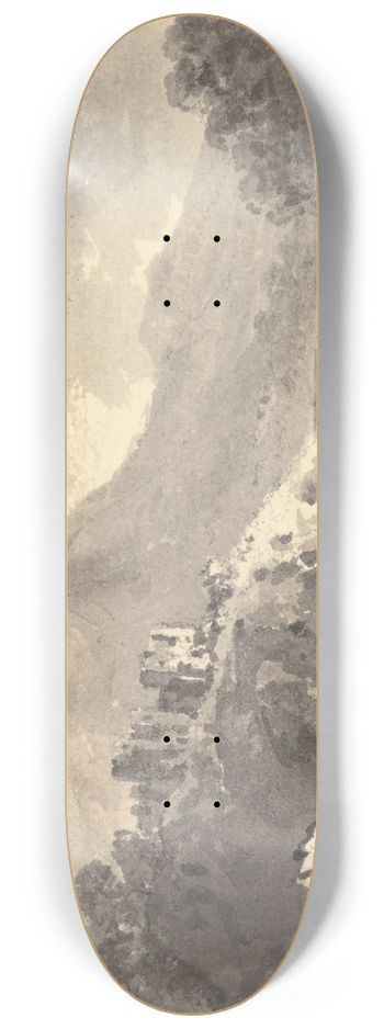 William Gilpin - Landscape with a Castle and a Bridge 8.25 inch art skate deck