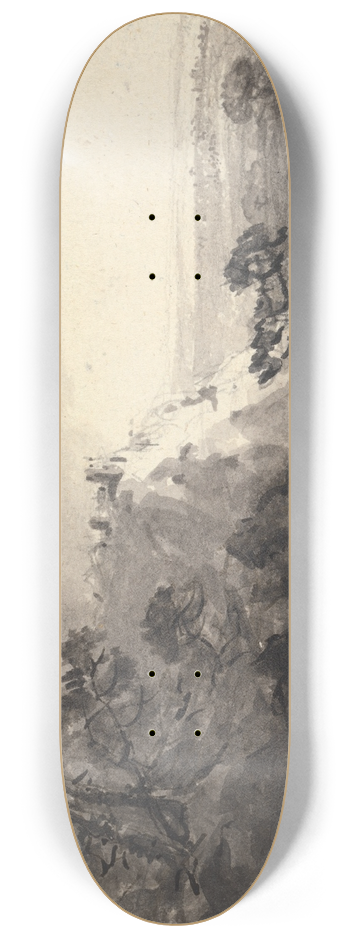 William Gilpin - Landscape with a Castle on a Hill in Center Distance 8.25 inch art skate deck