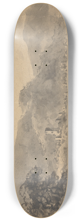 William Gilpin - Landscape with River, Castle and Mountains 8.25 inch art skate deck