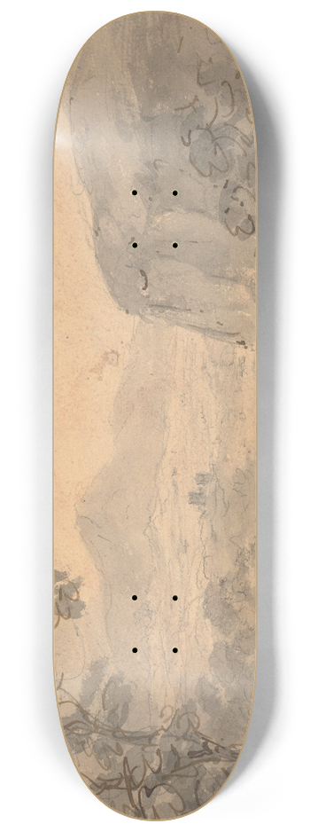 William Gilpin - Mountainous Landscape with Two Figures overlooking a Lake 8.25 inch art skate deck