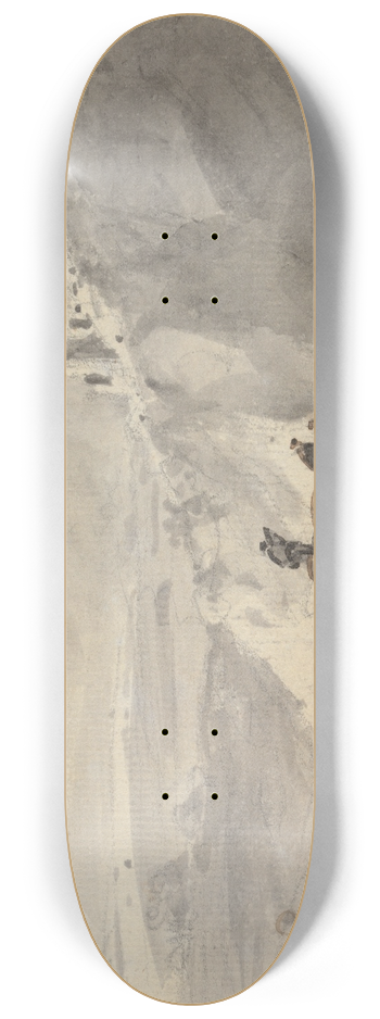 William Gilpin - Three Figures in a Hilly Landscape with Ruins, beyond 8.25 inch art skate deck