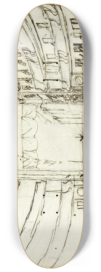 Augustus Charles Pugin - Study for Covent Garden Theatre, from Microcosm of London 8.25 inch art skate deck