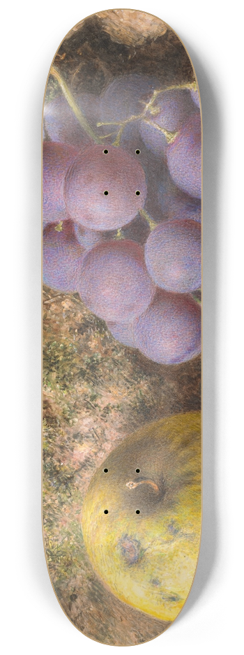 William Henry Hunt - Apple, Grapes and a Cob-Nut 8.25 inch art skate deck