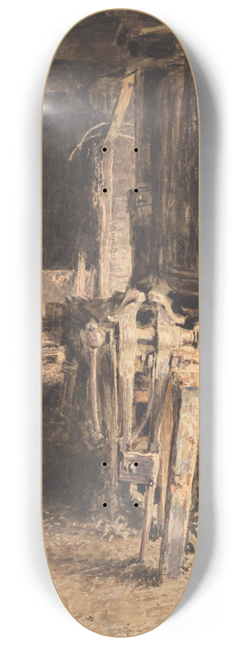 William Henry Hunt - Barn Interior 8.25 inch art skate deck