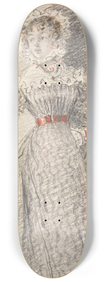 William Henry Hunt - Girl in a Red Belt 8.25 inch art skate deck