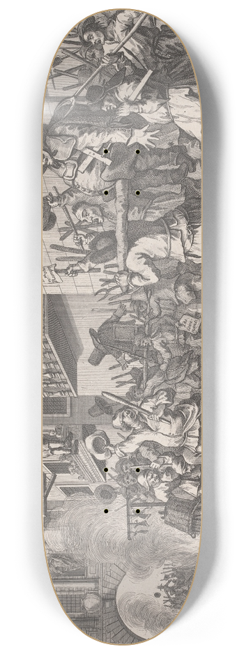 William Hogarth - Burning ye Rumps at Temple-Barr (no.11) 8.25 inch art skate deck