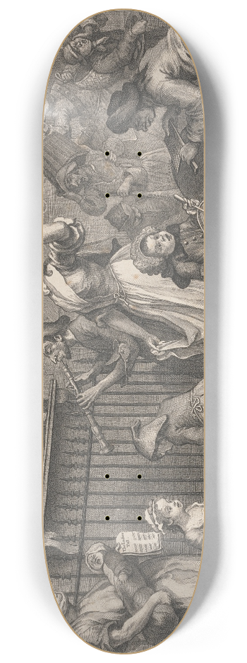 William Hogarth - The Enraged Musician 8.25 inch art skate deck