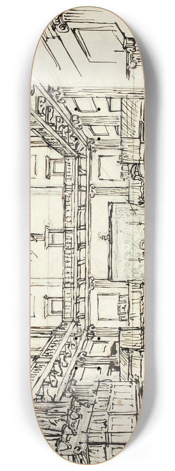 Augustus Charles Pugin - Study for Whitehall Chapel, from Microcosm of London 8.25 inch art skate deck