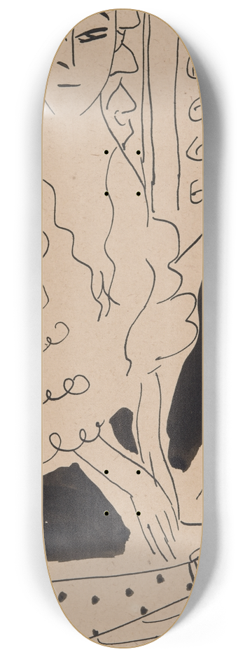 William James Glackens - Portrait of Janet Braguin in the style of HenriMatisse 8.25 inch art skate deck