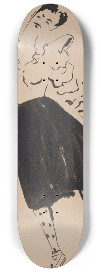 William James Glackens - Portrait of Janet Braguin in the style of MarcelVertes 8.25 inch art skate deck