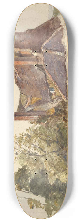 William James Mller - Study of a Cottage by a lane 8.25 inch art skate deck