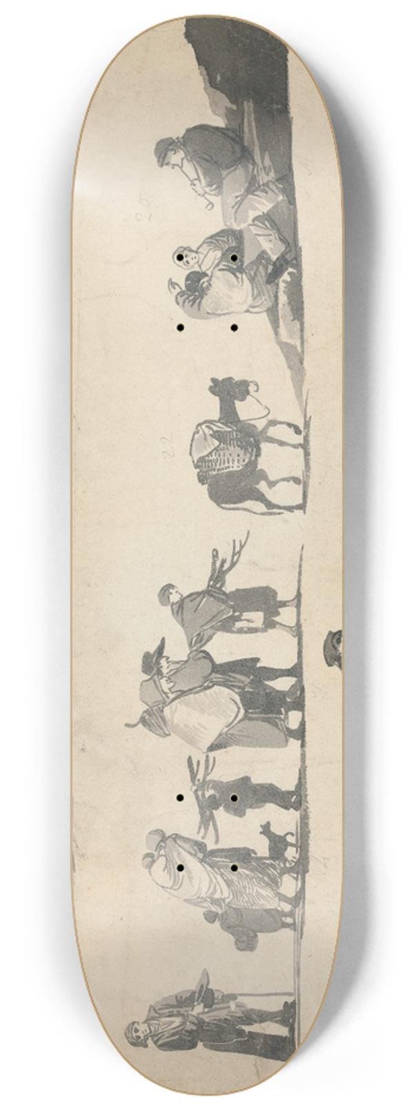 William Payne - Sheet of Figure Sketches 8.25 inch art skate deck