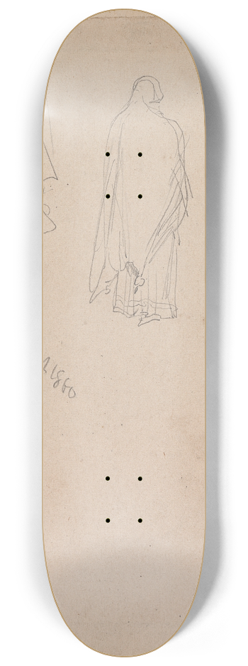 William Simpson - Sketch of Two Female Figures, Amritsar, 26 March 1860 8.25 inch art skate deck