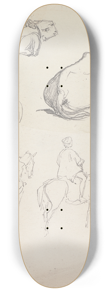 William Simpson - Studies of Oxen and Equestrians 8.25 inch art skate deck