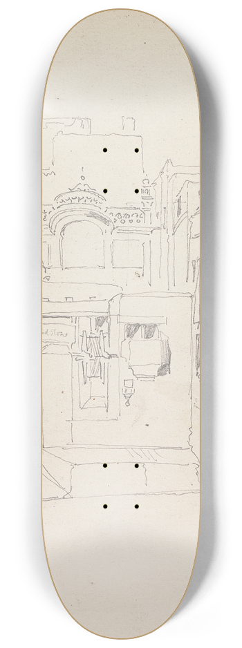 William Simpson - Well and Mosque in Lahore, 18 March 1860 8.25 inch art skate deck
