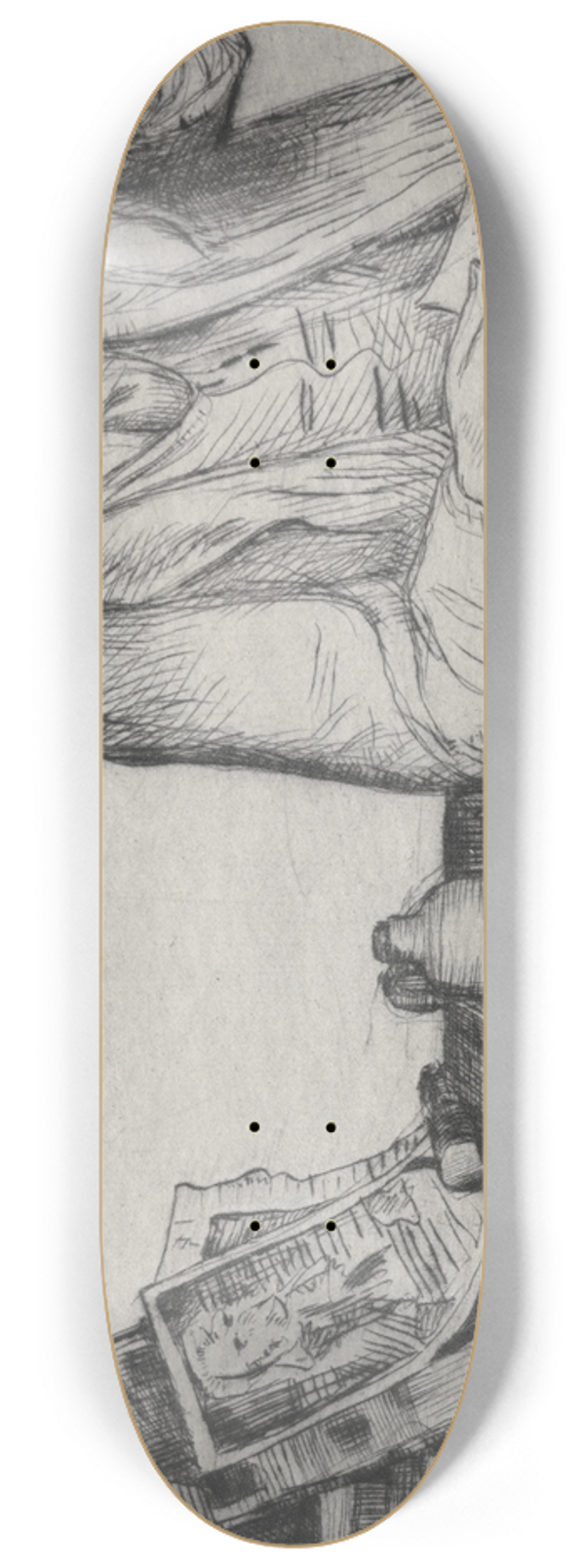 William Strang - Self-Portrait  The Etcher 8.25 inch art skate deck