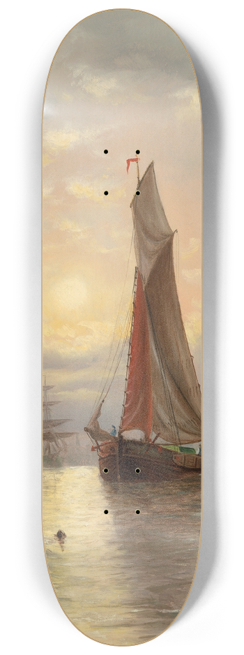 William Torgerson - Harbor Scene 8.25 inch art skate deck