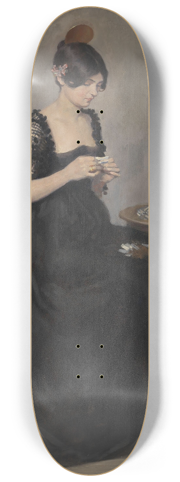 William Turner Dannat - Spanish Girl making Cigarettes 8.25 inch art skate deck