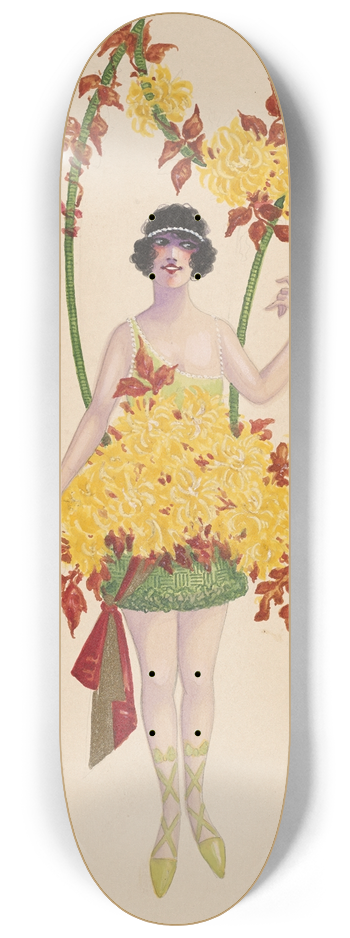 Will R. Barnes - 16-Chrysanthemum (Gold) 8.25 inch art skate deck