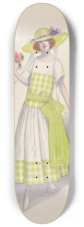 Will R. Barnes - Gingham girl, 4 8.25 inch art skate deck