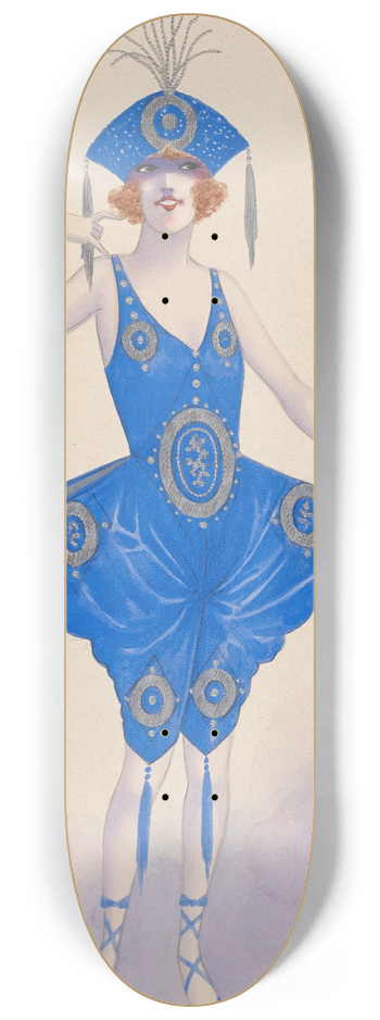 Will R. Barnes - Girl in blue 8.25 inch art skate deck