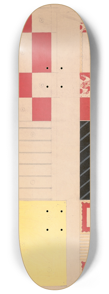 Winold Reiss - Design for dor of restaurant, 56 East 56th St, New York, NY.] [Drawing of suggested dor for restaurant with color elevation and murals 8.25 inch art skate deck