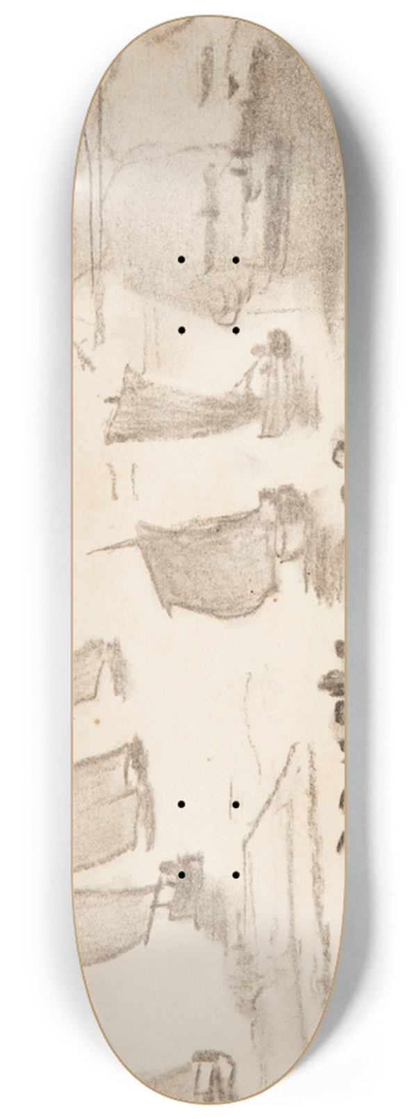 Winslow Homer - Beach Scene with People and Fishing Boats, Cullercoats, England 8.25 inch art skate deck