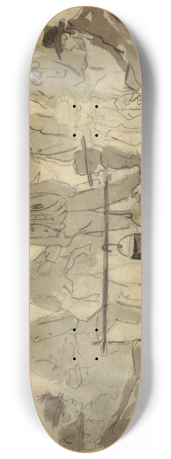 Winslow Homer - Campfire with Soldiers 8.25 inch art skate deck