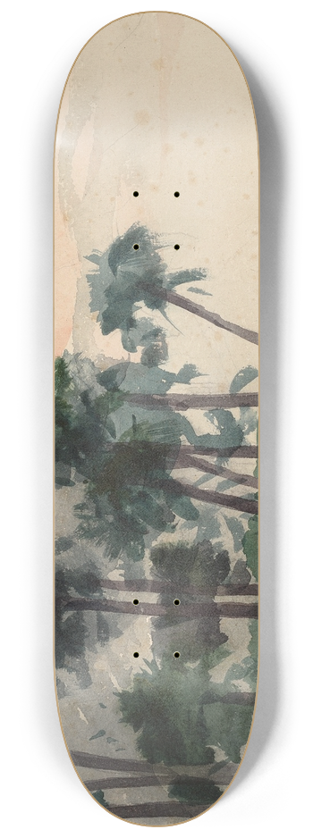 Winslow Homer - Palm Trees, Red 8.25 inch art skate deck