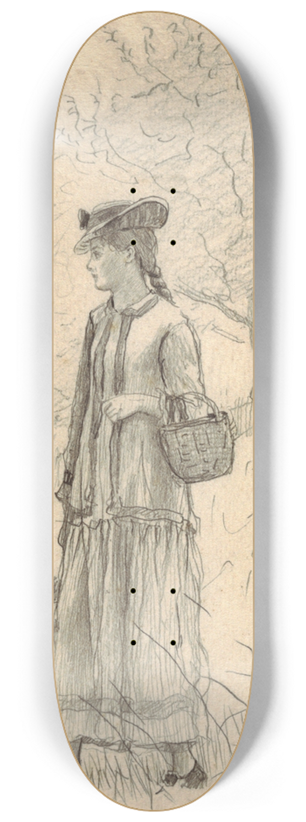 Winslow Homer - Young Woman Carrying a Basket 8.25 inch art skate deck