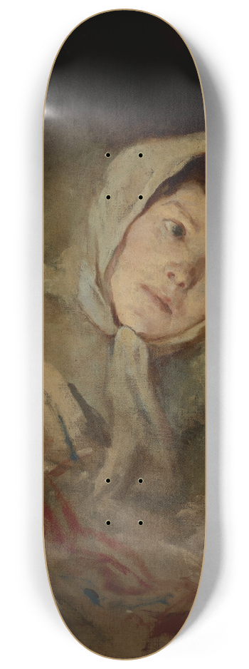 Witold Pruszkowski - Portrait of Aniela Geppert 8.25 inch art skate deck