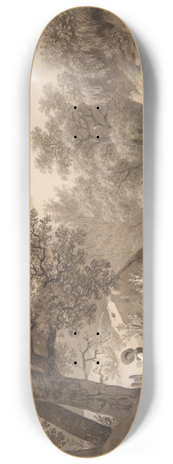 Wolfgang Adam Tpffer - Landscape with a Young Girl at a Waterfall 8.25 inch art skate deck