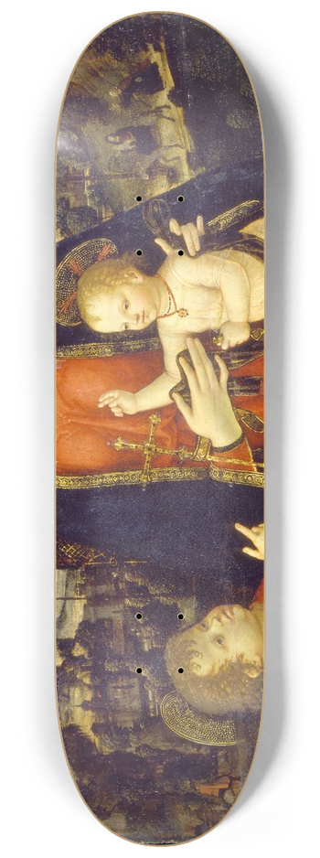 Workshop of Bernardino di Betto - The Virgin and Child with the Infant Saint John the Baptist 8.25 inch art skate deck