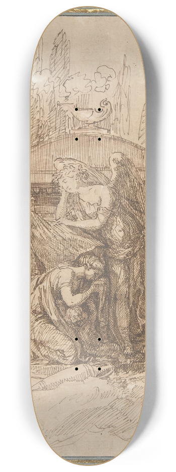 Workshop of Ennemond Alexandre Petitot - Landscape with a Memorial Scene 8.25 inch art skate deck