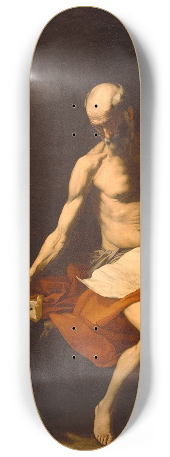 workshop of Jusepe de Ribera - Saint Jerome in the Wilderness 8.25 inch art skate deck