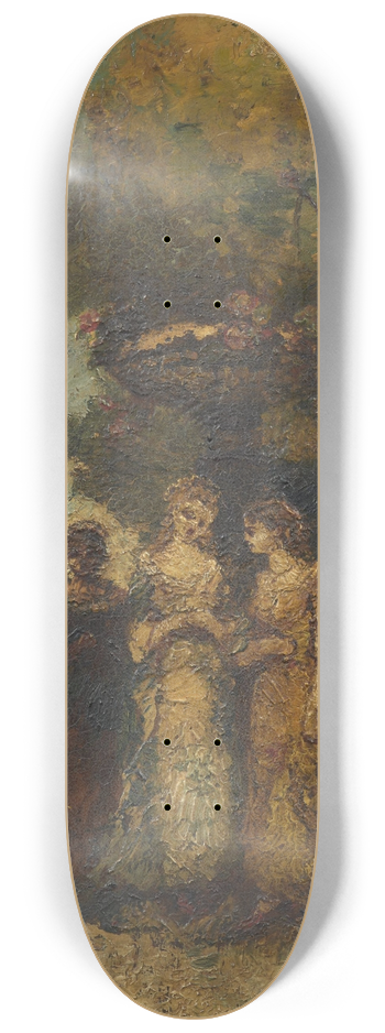 Adolphe Monticelli - Cinq jeunes femmes dans un jardin devant une fontaine 8.25 inch art skate deck