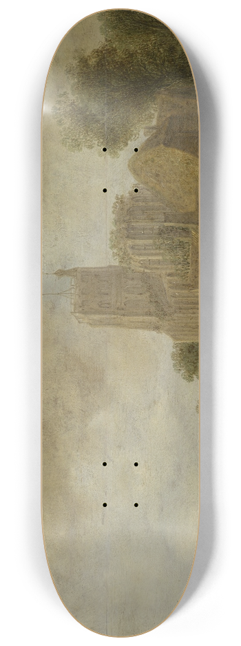 Wouter Knijff - River and Church in ruins 8.25 inch art skate deck