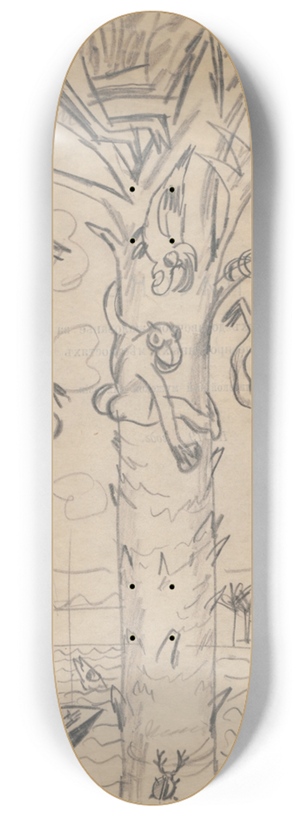 Zygmunt Waliszewski - Humorous drawing for nephew Alik, X 8.25 inch art skate deck