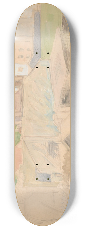 Zygmunt Waliszewski - Sketch of a city landscape 8.25 inch art skate deck