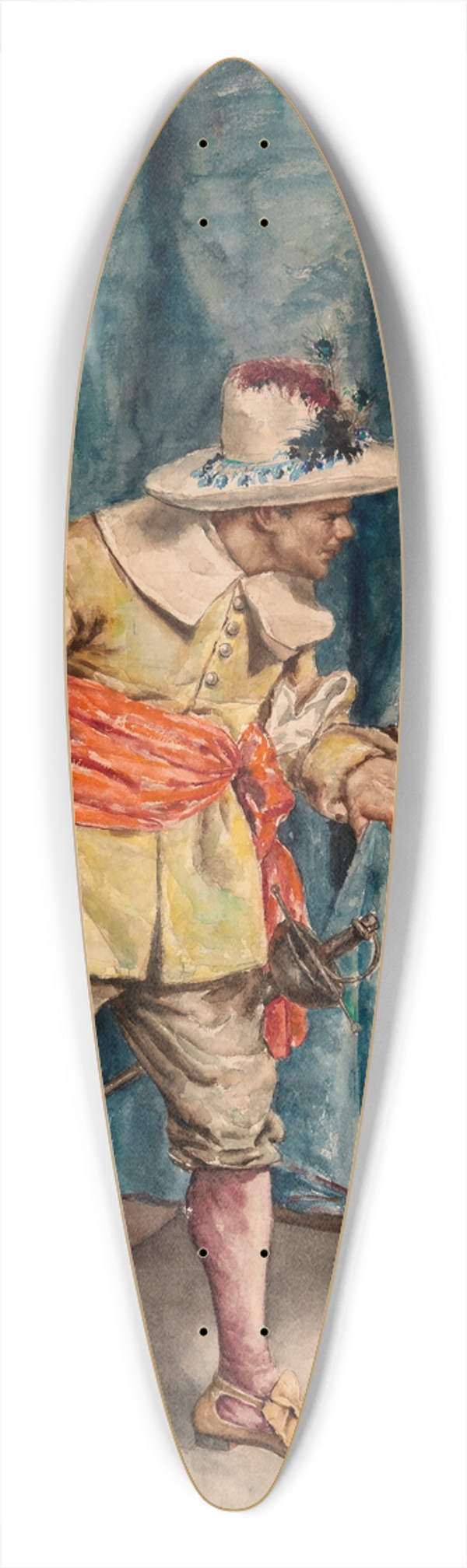 A. Arrunategin - Musketeer on Guard 39.3 inch art pintail longboard deck