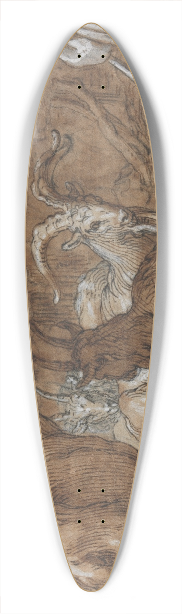 Abraham Bloemaert - A Barnyard with Goats and a Goatherd 39.3 inch art pintail longboard deck