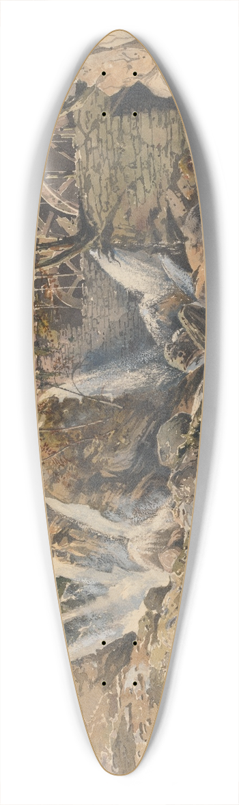 Aaron Edwin Penley - Watermill and Waterfalls 39.3 inch art pintail longboard deck